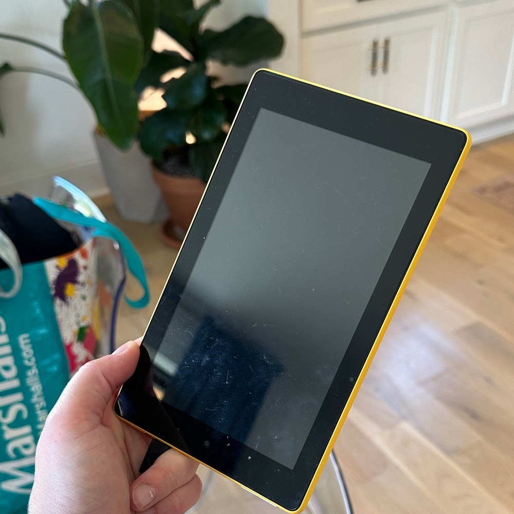 Amazon Fire Yellow Tablet with Black Display